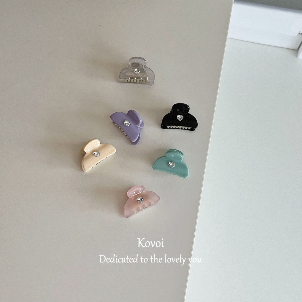Kovoi/love Rhinestone สีทึบ Clamp Mini สาวเจ้าหญิงหัวหวาน Acetate เพชรด้านข้างคลิป Bangs ผม Clamp