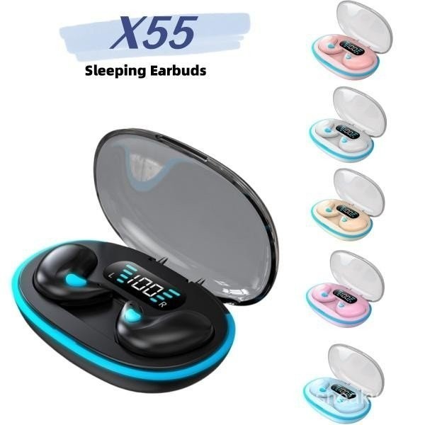 X55 หูฟังไร้สายบลูทูธ Sleeping Eabuds กันน้ํา Hi-Fi เสียงตัดเสียงรบกวนพร้อมไมโครโฟน