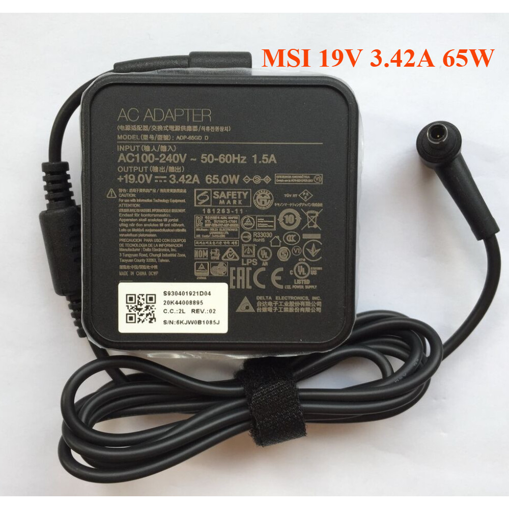 ของแท้ Msi Modern 14/15 B11M B11SB C12M B5M-027 แล็ปท็อป 19V 3.42A 65W AC Power Charger Adapter