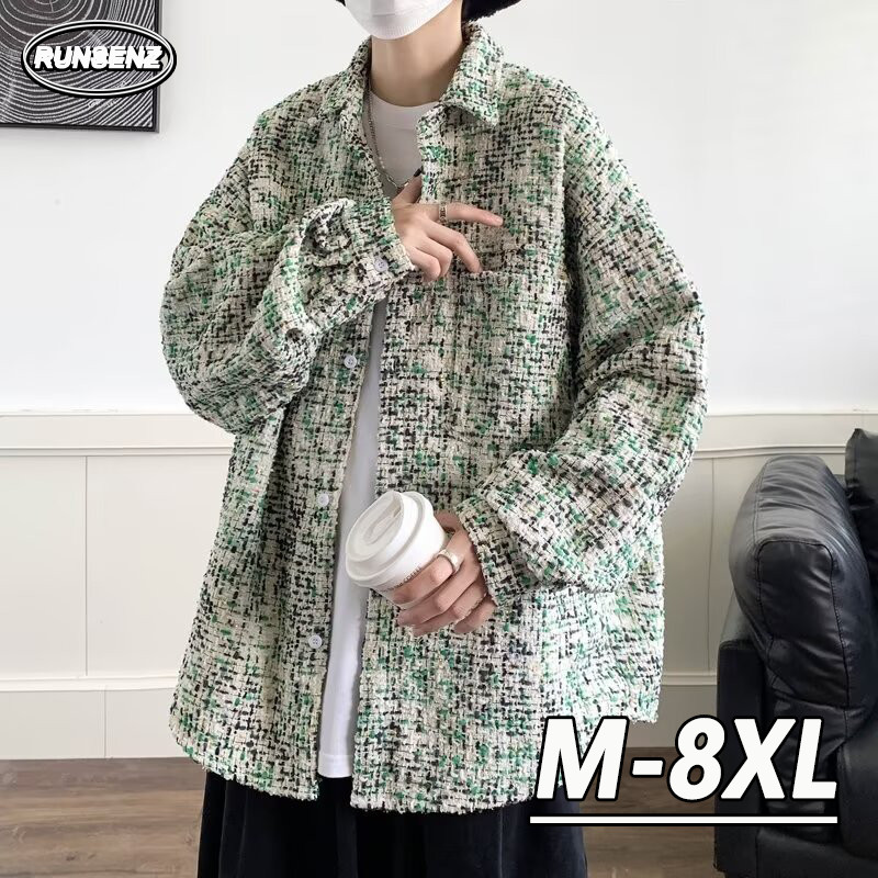 ม-8เอ็กแอล เสื้อแจ็คเก็ตระดับไฮเอนด์สไตล์เกาหลีผู้ชายฤดูใบไม้ร่วงสีเหลืองเสื้อลําลองหลวมขนาดบวก