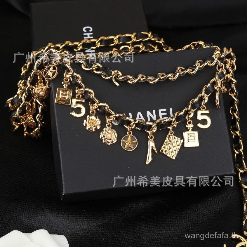 สายคาดเอวแบบโบราณสายคาดโซ่ถักจี้หลายองค์ประกอบโซ่เอวสองชั้นเครื่องประดับสำหรับผู้หญิง