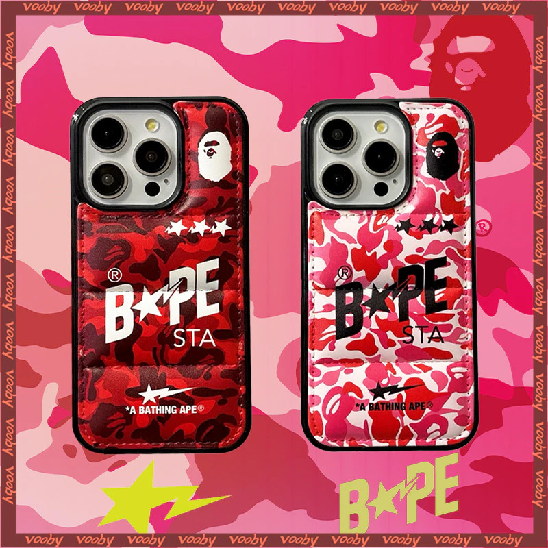 STA สีแดงสีชมพูพราง BAAPE APE ลงแจ็คเก็ตเคสโทรศัพท์เหมาะสําหรับ IPhone17 17AIR 17PM 16 16Pro 16ProMax 15 15P 15PM 14PM 14P 13 13P 13PM 12 12Pro 12PM 11 11P 11P 11P 11P 11P 11P 11P 11P 11P 11PM XR xsmax