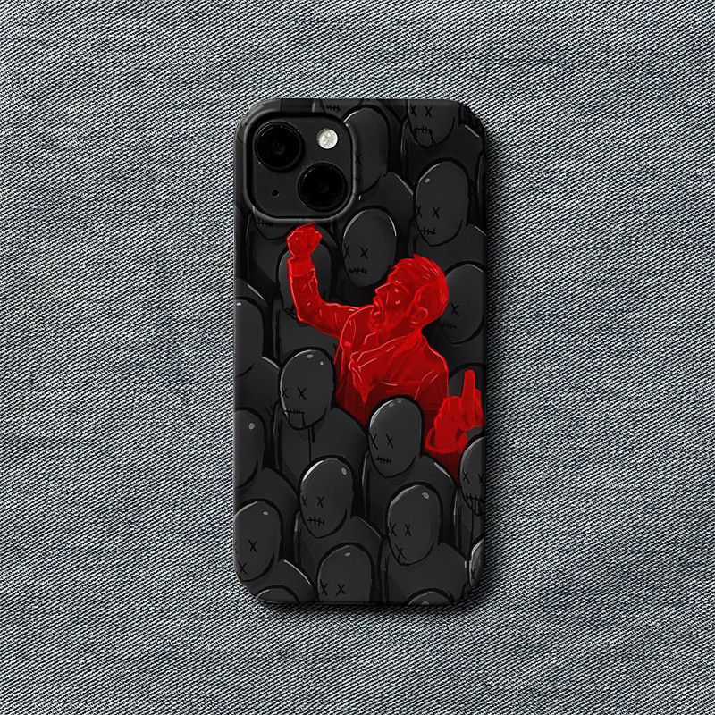 สีแดงอุณหภูมิคําเตือน QYJS ins สไตล์เคสโทรศัพท์เหมาะสําหรับ IPhone 13 14 15 ProMax 11 XSMAX XR XS X 