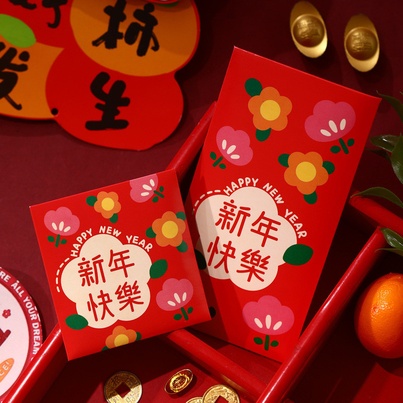 6 ชิ้น 2026 CNY Angpao ซองสีแดงตรุษจีนงูปีขนาดใหญ่การ์ตูนบุคลิกภาพสร้างสรรค์เทศกาลฤดูใบไม้ผลิ Lucky Seal เด็กซองจดหมายสีแดง