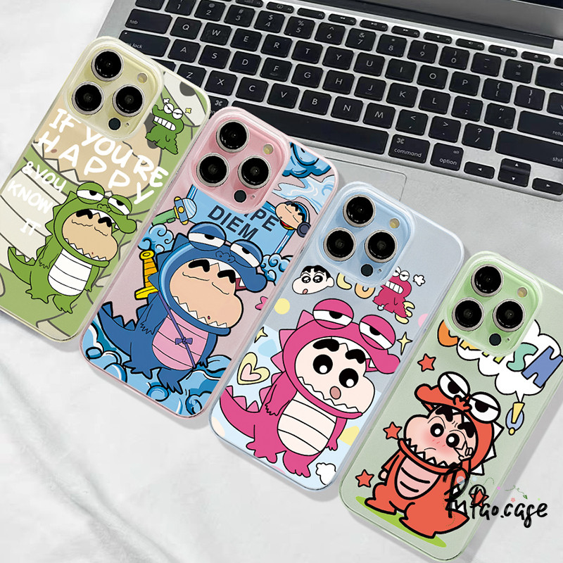 ไดโนเสาร์สร้างสรรค์ Crayon Shinchan กรณีโทรศัพท์เข้ากันได้ เคสไอโฟน 11 15 13 XR 12 14 Pro Max 7 8 Plus X XS MAX SE 2020