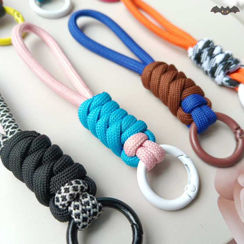 [PE] Creative Braided Lanyard พวงกุญแจสําหรับเคสโทรศัพท์ผู้หญิง Anti Lost Knot เชือกสายคล้องกุญแจรถ Diy อุปกรณ์เสริมแฟชั่นพวงกุญแจ TH