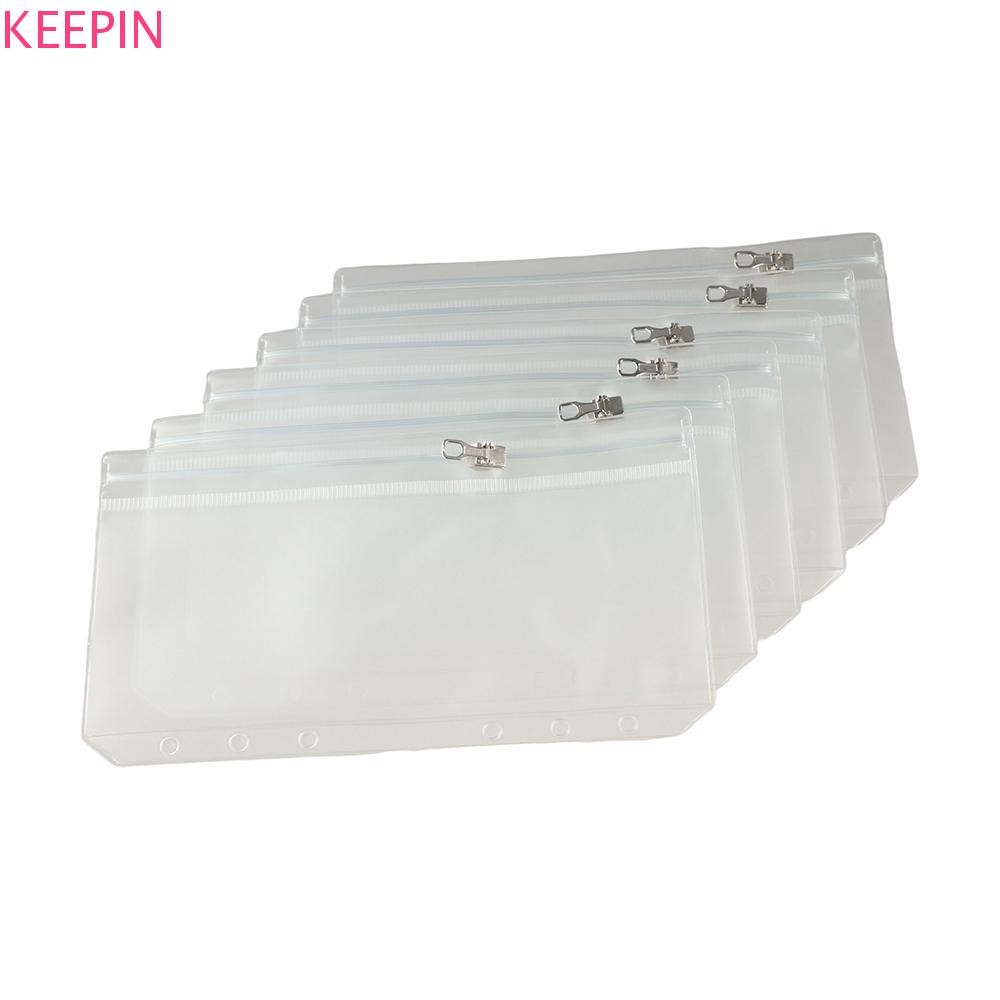 Keepin 5 ชิ้น A5 A6 กระเป๋า PVC ใส, เอกสาร Organiser กระดาษ Organizer Binder ซองจดหมายเงินสด, แฟ้มกันน้ํา Organizer โลหะซิป Binder กระเป๋าจัดเก็บกระเป๋า
