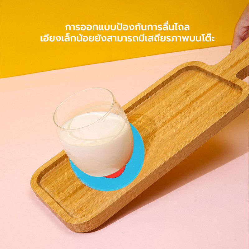 แผ่นรองแก้ว ที่รองแก้วน้ำ จานวางแก้ว ซึมซับน้ำไว PVCกันลื่น การ์ตูนน่ารัก - รูปที่ 2