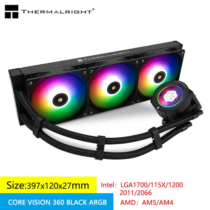 Thermalright CORE VISION 360 BLACK ARGB หม้อน้ําเย็นน้ําออลอินวัน,หน้าจอแสดงผล LCD ขนาด 2.1 นิ้ว,รอง