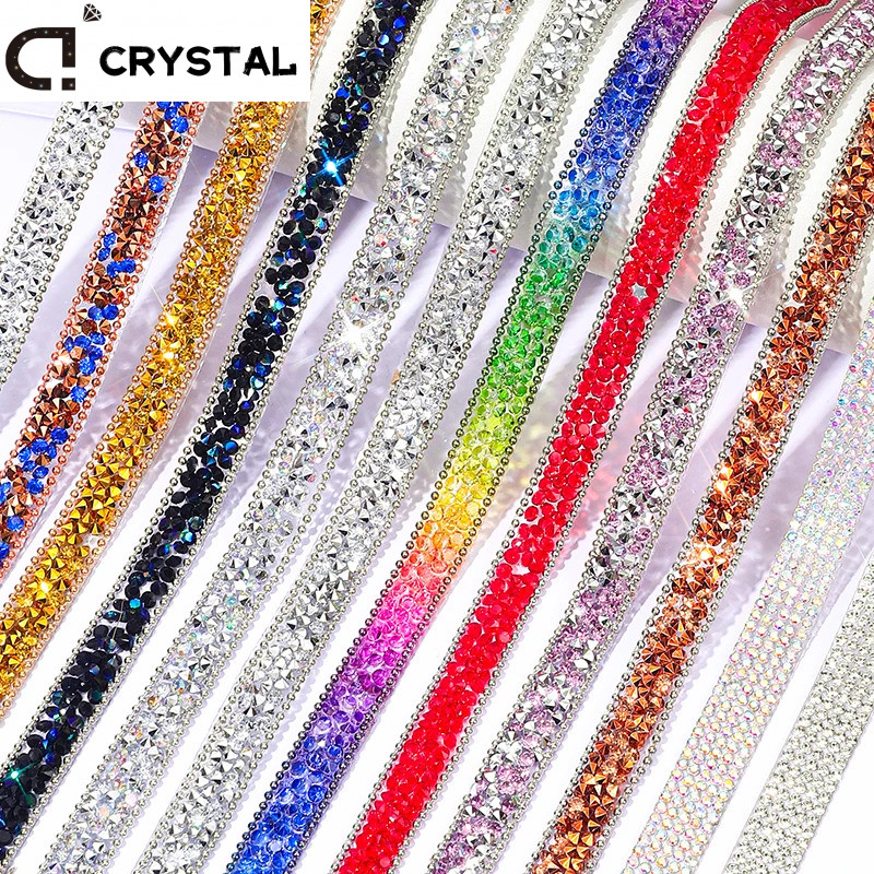 Ducrystal 10 มม.Self-กาวเรซิ่นRhinestone Trim Glitterคริสตัลริบบิ้นสําหรับDIYชุดตกแต่ง