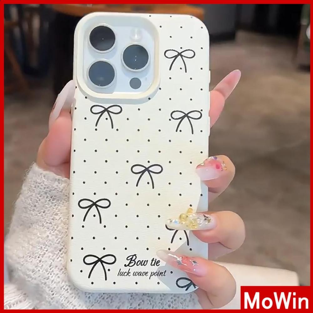 Movin - เคส iPhone 16 Pro Max iPhone 11 เคสหนังเนื้อนิ่มสีแคนดี้ TPU โบว์ดำเล็กๆ น่ารัก Compatible With iPhone15 Pro max 14 13 12 Pro max XS XR 7 Plus 8 Plus