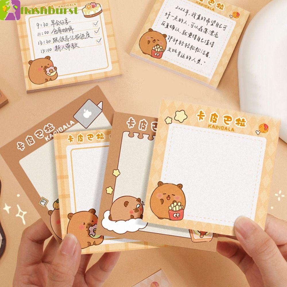 Flashburst Capybara Sticky Note, Cute Self-adhesive Capybara Memo Pad, Multifunctional Notepad N Times Notebook ข้อความกระดาษ Office