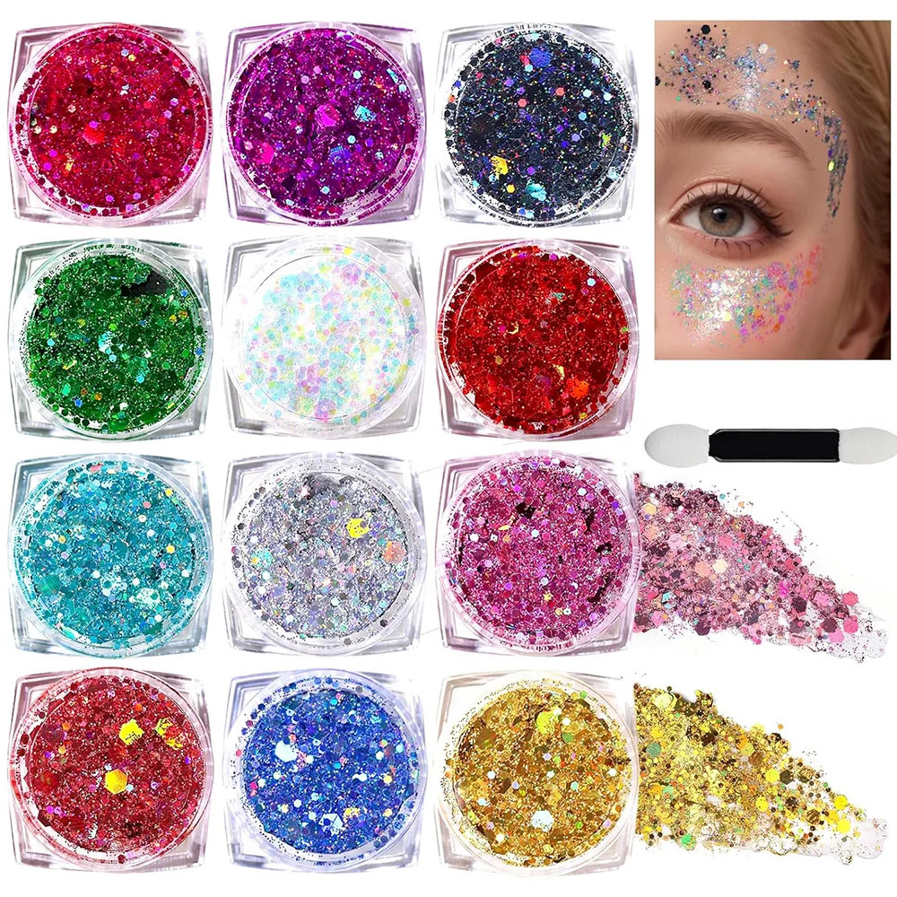 สี Face Glitter แต่งหน้า Body Glitter เจลเลื่อมแต่งหน้า Glitter Gel สําหรับผู้หญิงผู้ชาย Bar Festival Party