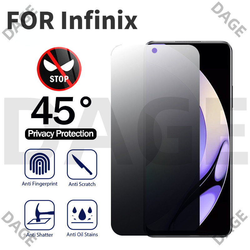 Anti-spy ความเป็นส่วนตัวกระจกนิรภัย Infinix Hot 40i 40 Pro สมาร์ท 8 8Pro Tecno Spark 6 GO 30 30i 20i 20S 20 20C 12 11 11S 10C 10 6 8 7 5 หมายเหตุ 30 12i Play ป้องกันหน้าจอกระจก ฟิล์ม