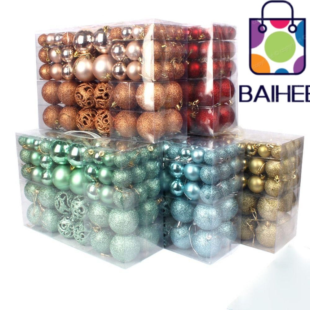 Baihee 100 ชิ้นลูกบอลต้นคริสต์มาส,พลาสติก 8 ซม.ชุดลูกบอลคริสต์มาส,คุณภาพสูง Suspensable 18 สี Xmas เครื่องประดับ Ball ฉากอุปกรณ์