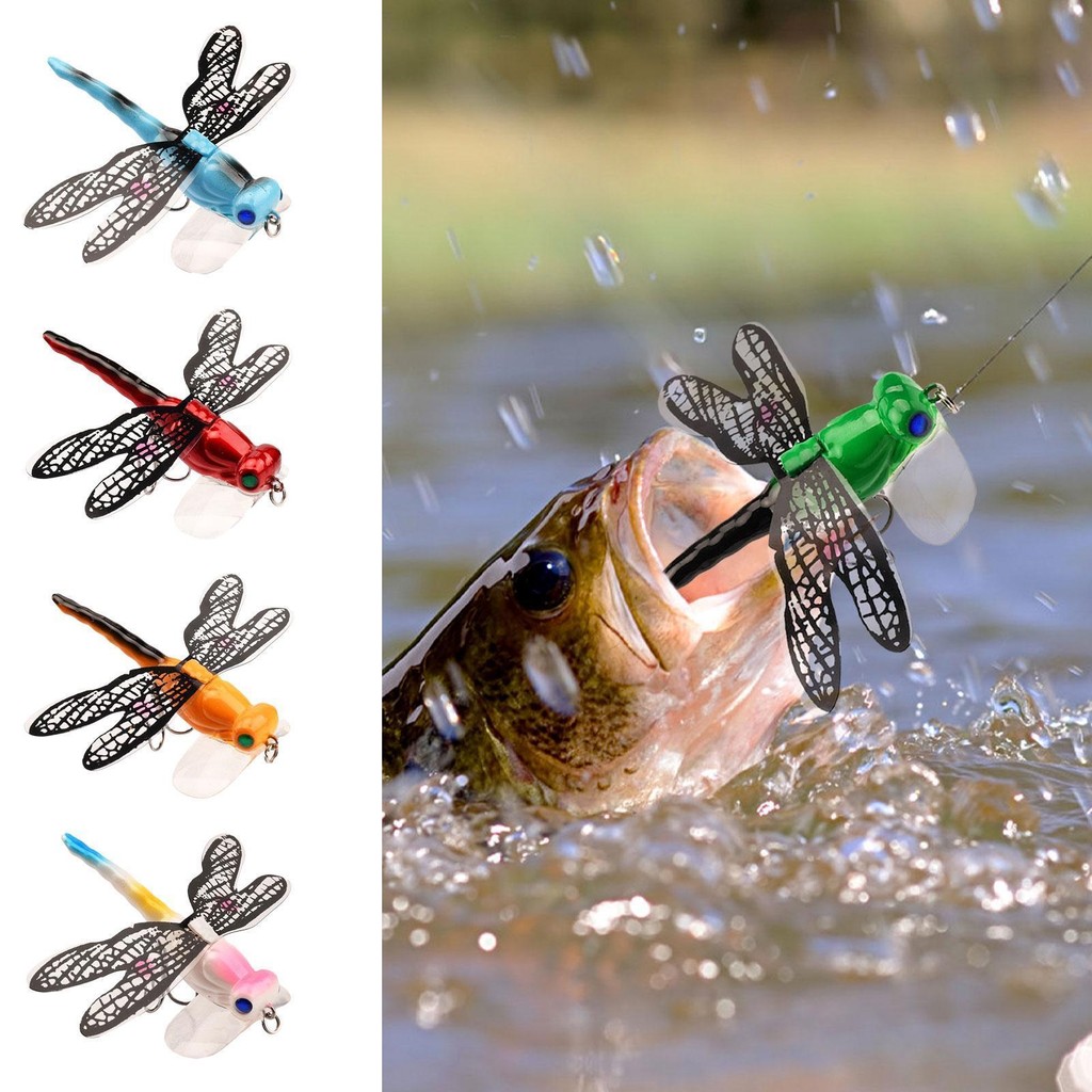 Dragonfly รูป Hard Fishing เหยื่อน้ําพื้นผิวปลอมเหยื่อ Topwater เหยื่อตกปลาพร้อมตะขอ Fly Fishing Fly