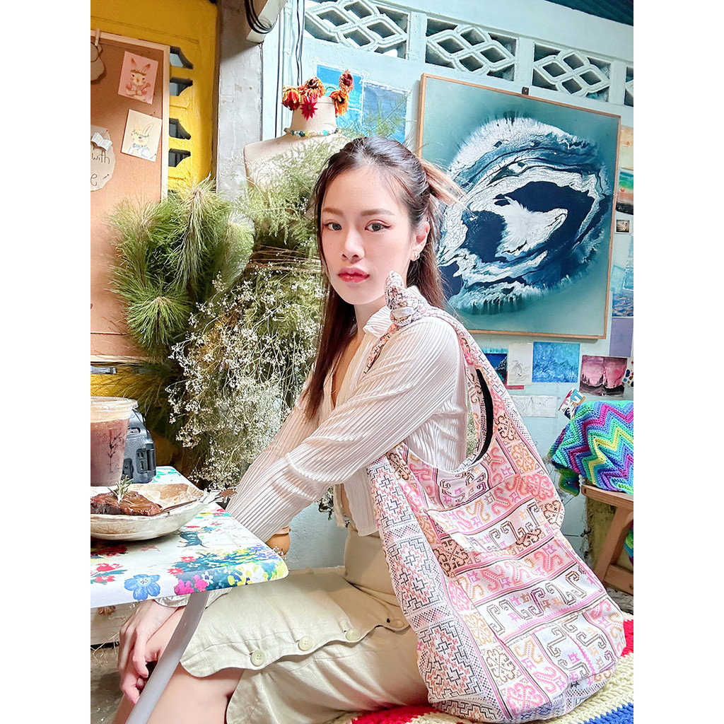 กระเป๋าผ้า พิมพ์ลาย กระเป๋าย่าม ย่ามชาวเขา พร้อมส่ง จากไทย By YourCozy