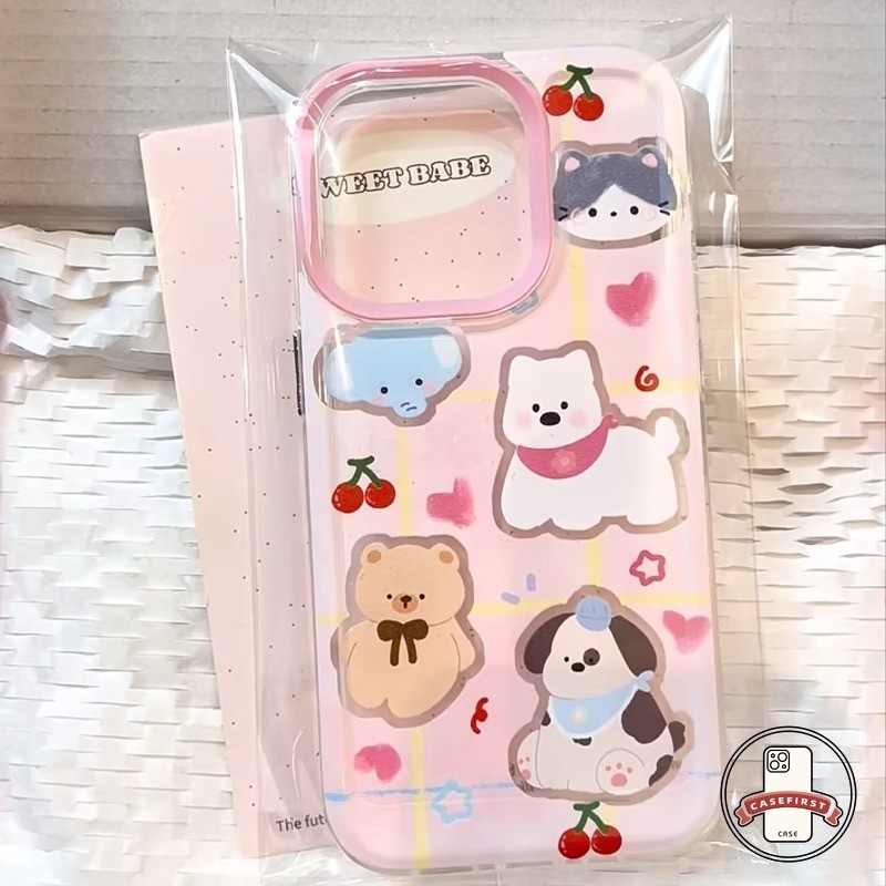การ์ตูนสัตว์ลูกสุนัขน่ารักนุ่มเคสสำหรับ OPPO A38 A5s A18 A58 A17 A53 A57 A16 A12 A15 A54 A78 A17K A77 Reno 5 8T 5F