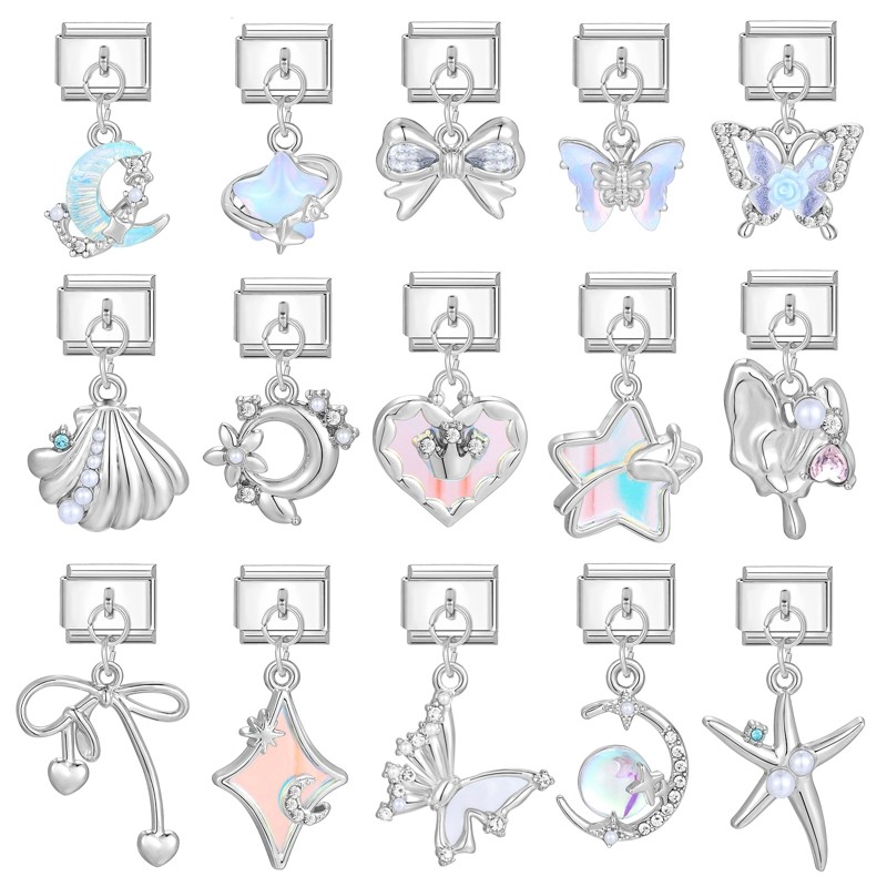 อิตาเลี่ยน Charm Links สําหรับสร้อยข้อมือจี้ Star Love Gold Charm สร้อยข้อมือเพื่อนครอบครัวโมดูลสร้อยข้อมือ Charm อิตาเลี่ยน Links Fit 9 มม.สร้อยข้อมือสแตนเลสเครื่องประดับ DIY ทํา