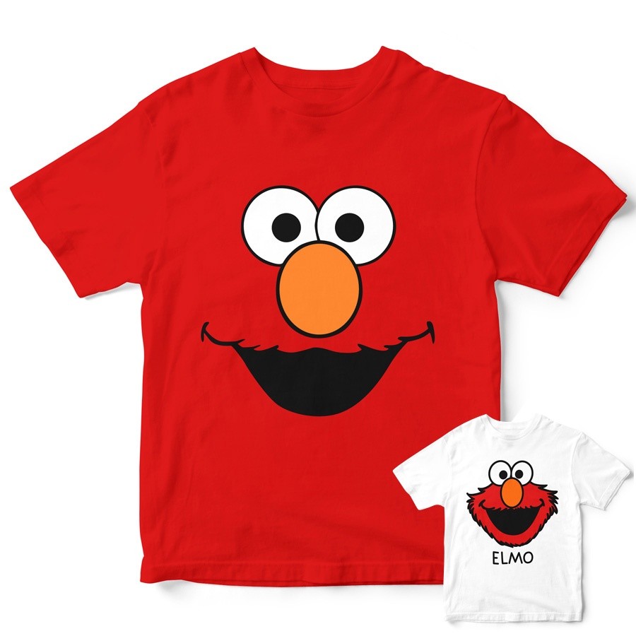 Sesame Street Elmo Red Kids Cotton T-shirt เสื้อยืดเด็กพิมพ์ลาย 100-150cm