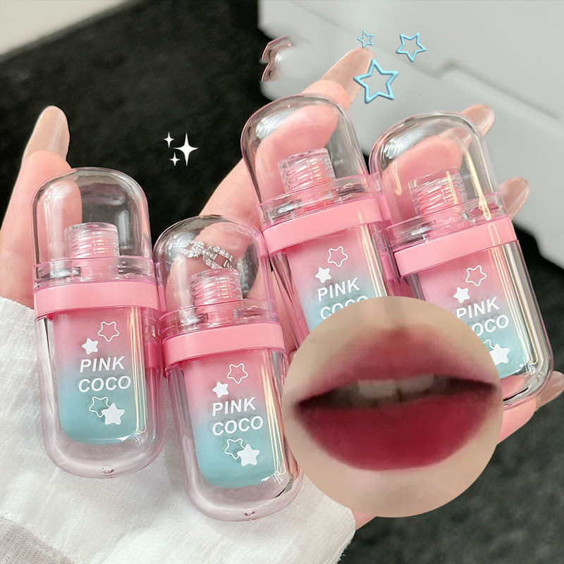 Pink Coco Student Lip Glaze Nude Whitening Lip Mud ลิปสติกกันน้ํา