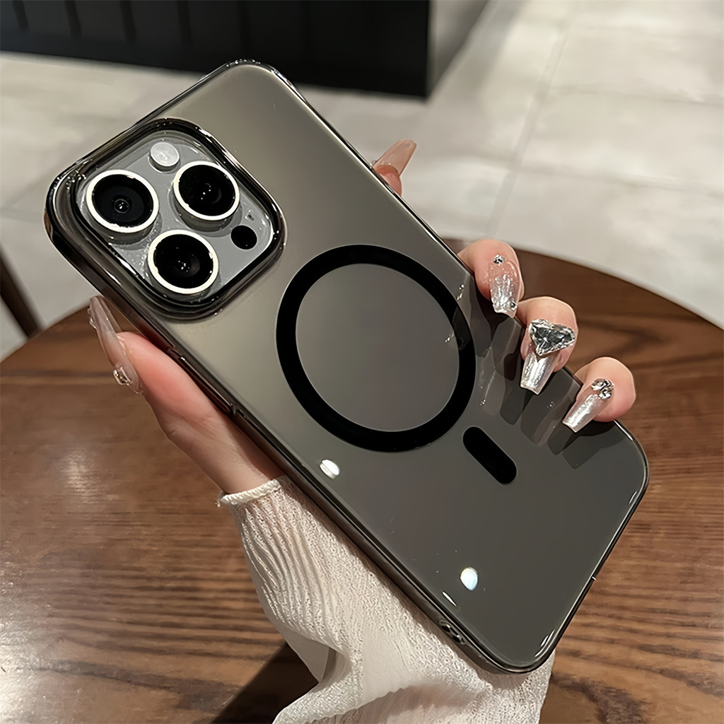 เคสแม่เหล็กโปร่งใส HD แบบแข็งบางเฉียบสําหรับ iPhone 16 15 14 13 12 Pro Max Plus Premium Desert Titanium Clear ฝาหลัง