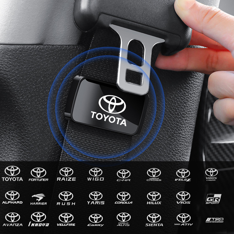 1/2PCS Toyota ความปลอดภัยในรถยนต์แม่เหล็กยึดเข็มขัดนิรภัยด้วยกระจกเข็มขัดนิรภัยขัดเงา เหมาะสำหรับ Toyota Prius Fortuner Corolla Cross CHR Camry Wish Vios Veloz Estima Sienta Yaris Ativ Altis Hilux Revo Hiace