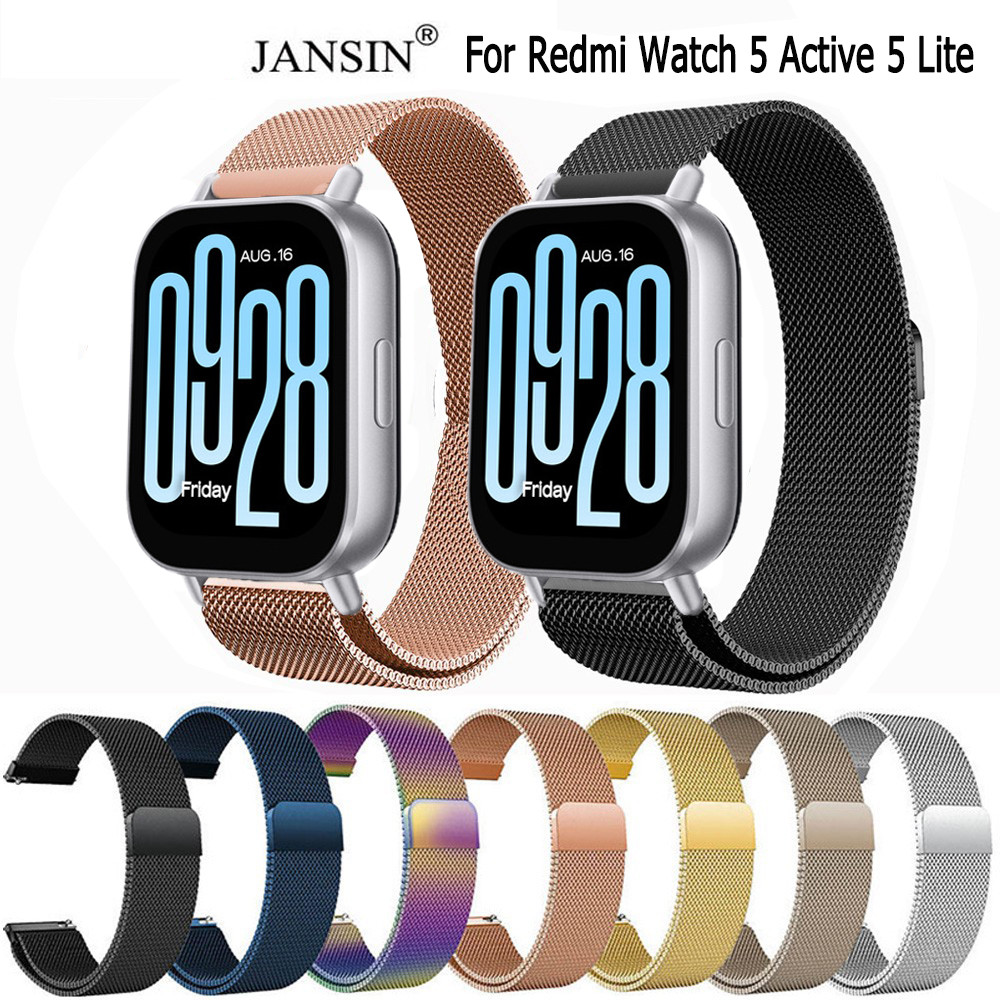 สายนาฬิกาสแตนเลสแม่เหล็กสําหรับ Redmi Watch 5 Active 5 Lite