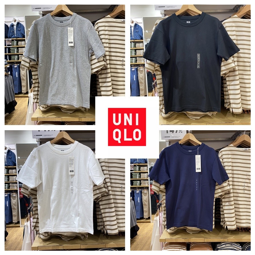 🌹ปกติ🌹 UNIQLO💫 เสื้อยืดคอกลมผ้าฝ้ายสีพื้นออกแบบที่ไม่ซ้ํากันสําหรับผู้ชายผู้หญิง 433028S-5XL