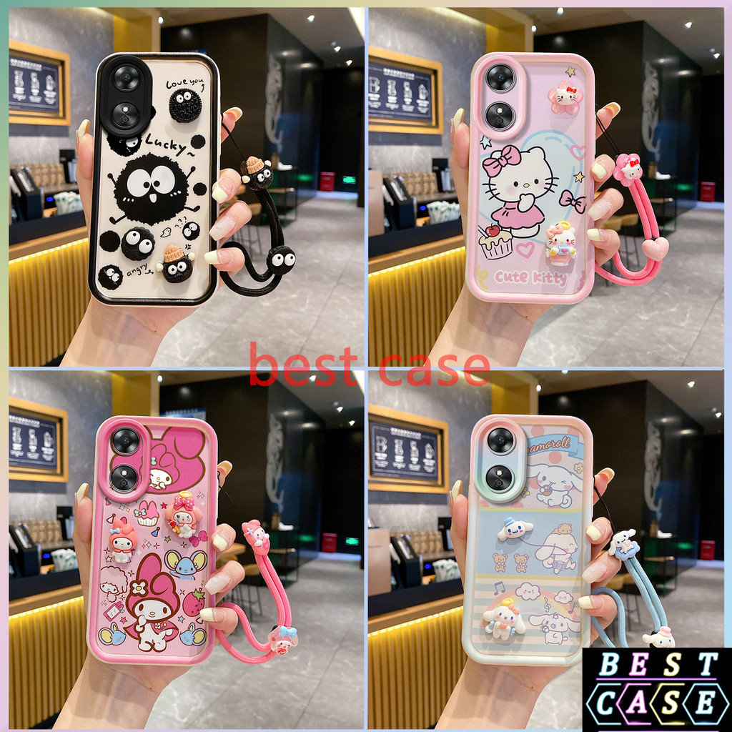 เคส OPPO A17 เคส OPPO A17k เคส Cinnamoroll และ ‌Hello Kitty ลายการ์ตูนสามมิติรูปตุ๊กตาเคสโทรศัพท์นุ่มน่ารัก XX-TYGZ