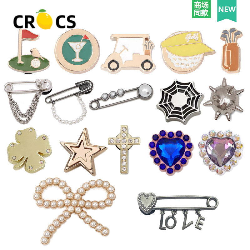 2024 สไตล์ใหม่ crocs crocs รองเท้าอุปกรณ์เสริม diy หัวเข็มขัดรองเท้าโลหะมุกคุณภาพสูง ตกแต่งดอกไม้