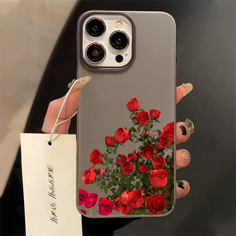 เคสโทรศัพท์มือถืออะคริลิคใส For iPhone 15 14 11 13 12ProMax X XS 7 8Plus ดอกกุหลาบบานกันกระแทก ส่งจากไทยสินค้า