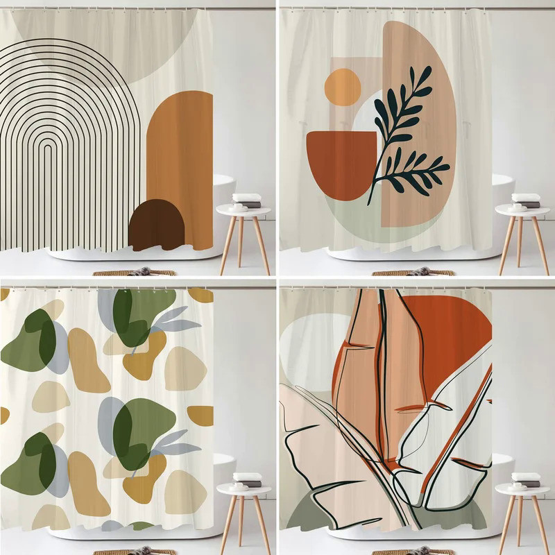 Nordic Wind Art leaves Shower Curtain Classicl Abstract Colourful Bathroom Curtains Waterproof Fabri