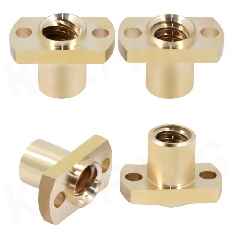 🍀Quality 3D printer accessories H-type double trimmed flange T8 screw nut pitch 2mm lead 2/8mm brass