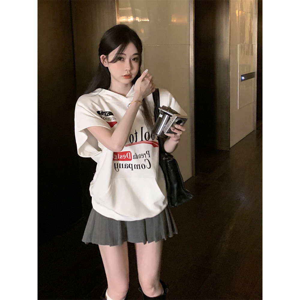 ส่งไวจากไทย TAYCEN M-2XL เสื้อโปโล แขนสั้น เสื้อยืด ผู้หญิง เสื้อสาวอวบ เกาหลี มีฮู้ด โอเวอร์ไซส์
