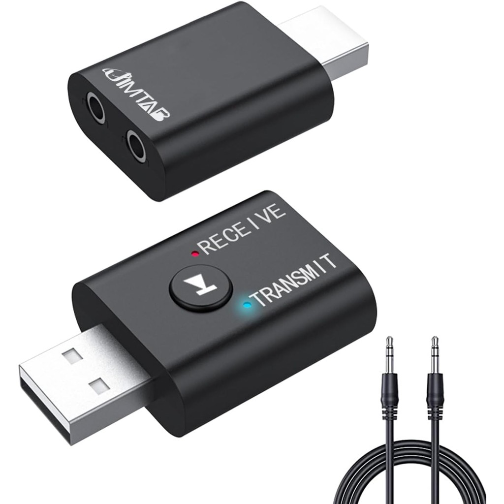 ธไร้สาย 2 in 1 USB Bluetooth 5.0 Adapter ตัวรับ/ตัวส่งสัญญาณบลูทูธBluetooth AUX อะแดปเตอร์เสียงไร้สายสำหรับคอมพิวเตอร์แล