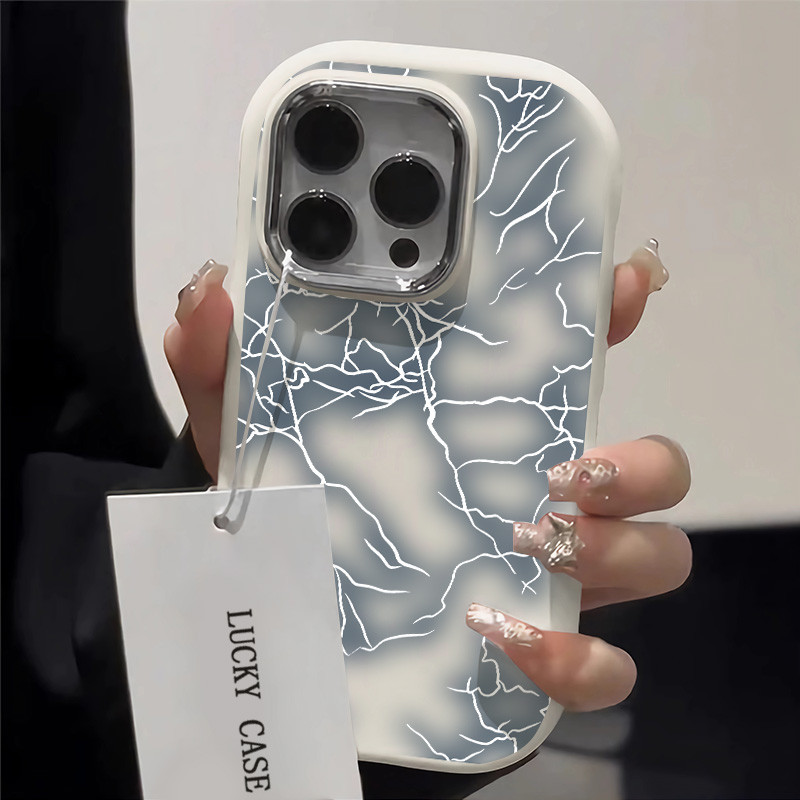 ใหม่ Minimalist Lightningเคสโทรศัพท์เข้ากันได้สําหรับIPhone 13 15 11 12 16 14 ProMax 7 8 Plus X XR XS MAX SE 2020 กรอบโลหะแฟชั่นSoft Shell