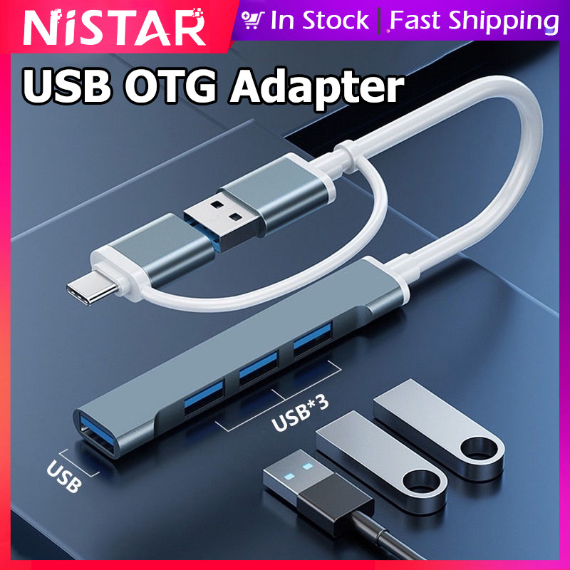Nistar 4 IN 1 multifunction USB 3.0 OTG hub adapter สําหรับ USB/Type C,USB 3.0 + USB*3 converter สํา