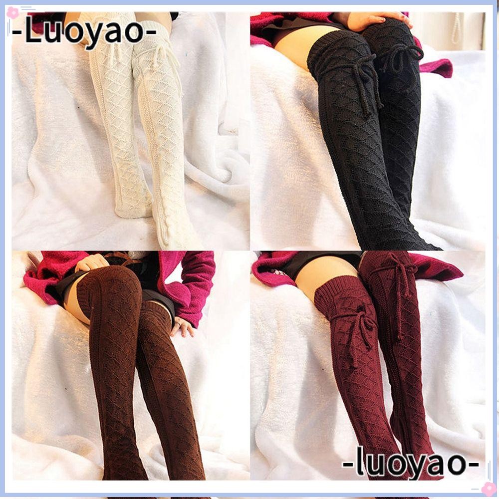 Luoyao ถุงเท้าฤดูหนาวต้นขา-สูงอุ่นรองเท้ายาว