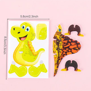 GeeToy ชุด 30 ชิ้น ของเล่นจิ๊กซอว์กระดาษ 3D สัตว์น่ารักและไดโนเสาร์จิ๊กซอว์ พัซเซิลการ์ตูนพกพาสำหรับเด็ก ของเล่นการศึกษาสำหรับเด็ก