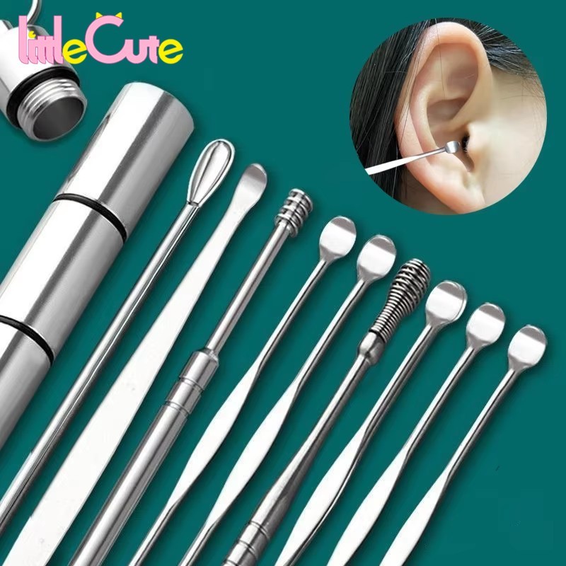 ไม้แคะหูสแตนเลส - ชุดเจาะ Curette - ช้อนเลือกสปริงเกลียวบิด - ช้อนขุดหู - แท่งกําจัดขี้หู - เครื่องมือทําความสะอาดหูแบบใช้ซ้ําได้