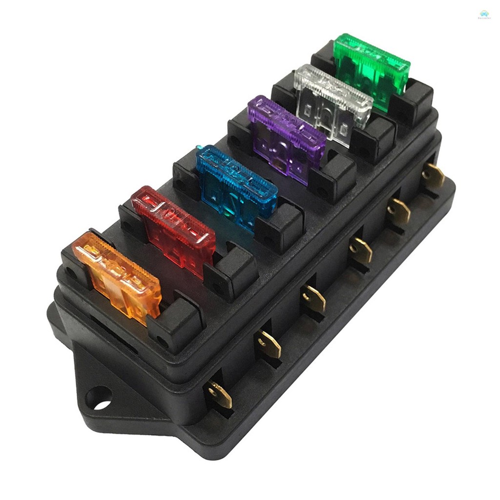 Yb Fuse Holder6 Way Fuse Holder กล่องรถยานยนต์ Circuit Blade ฟิวส์บล็อก 6 ฟิวส์มาตรฐาน