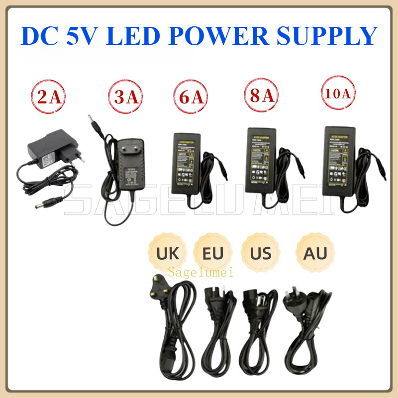 Dc 5V 2A 3A 6A 8A 10A อะแดปเตอร์สําหรับกล้องวงจรปิดเราเตอร์ LED US EU UK AU ปลั๊กแหล่งจ่ายไฟ AC 110V ~ 220V หม้อแปลงไฟฟ้า