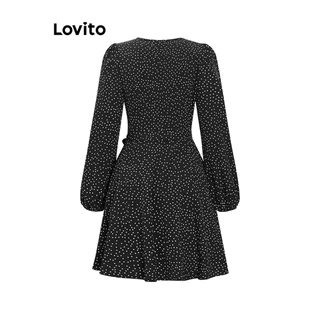 Lovito แคชชวล ชุดเดรสลําลอง ชุดเดรสแขนพัฟลายจุดสําหรับผู้หญิง LNE27238 (หลากสี)
