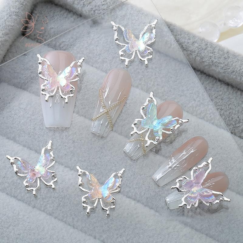 [maybeauty] อุปกรณ์เสริมเล็บโลหะผสมสีสันสดใส 5 ชิ้น Double-Layer 3D Hollow เจาะเล็บตกแต่งจี้อุปกรณ์ DIY {TH}