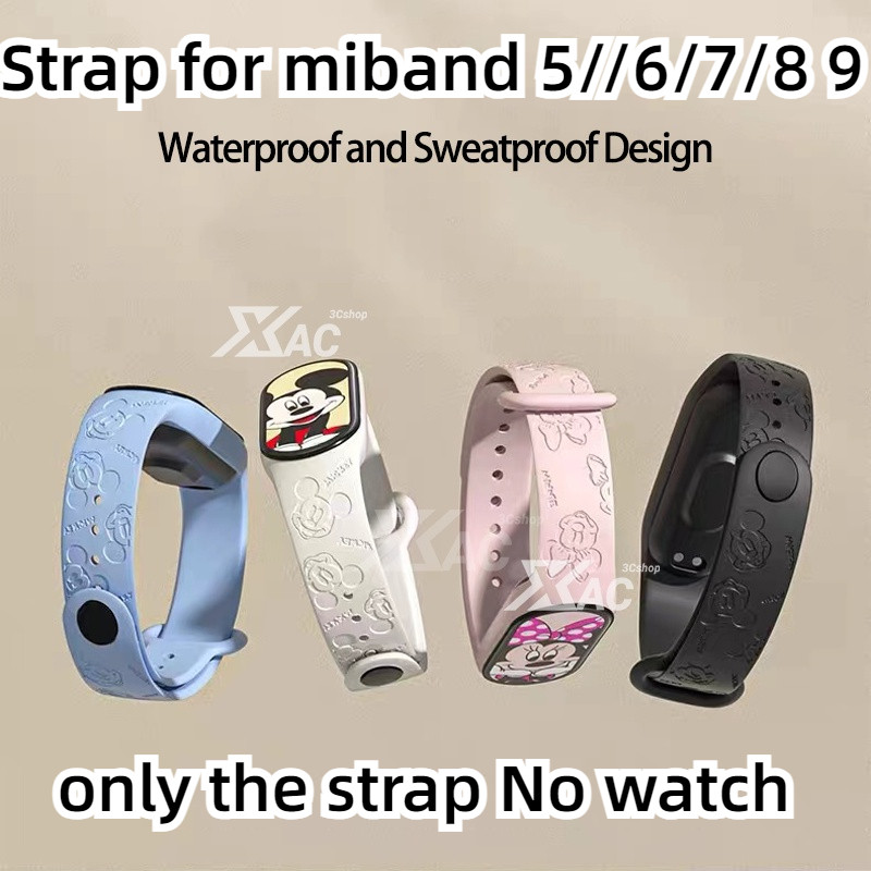 3d รูปแบบการพิมพ์สายนาฬิกาสําหรับ Xiaomi Mi Band 8 7 6 สายรัดข้อมือซิลิโคนสายรัดข้อมือ MiBand 7 สาย MiBand 8 สาย MiBand 9miband5 miband6 เปลี่ยนเข็มขัด