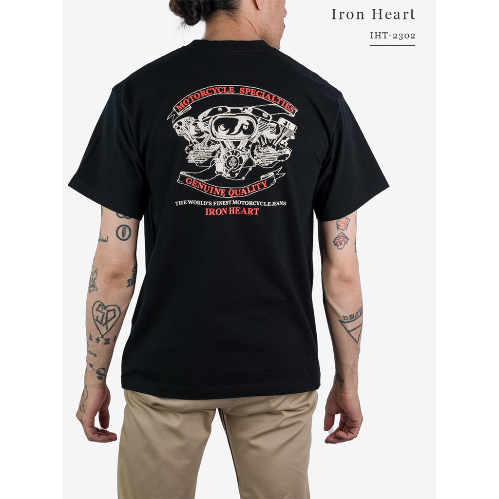 IRON HEART IHT-2302铁HEART 复古机车印花7.5 cheong ฤดูร้อนเสื้อยืด