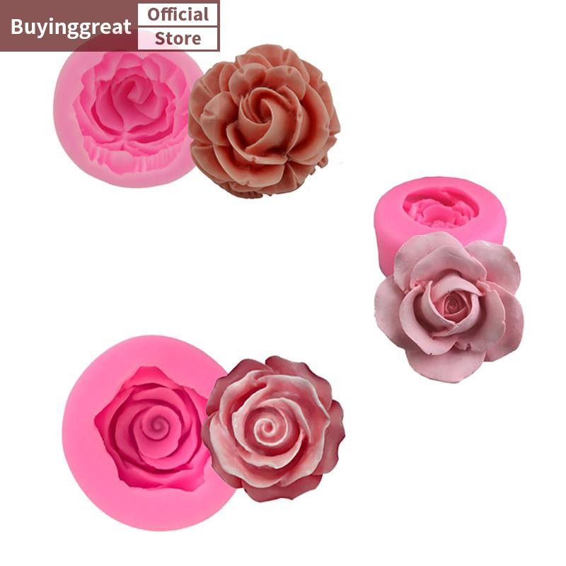 Tst 3D ดอกไม้ Rose รูปร่างซิลิโคน Fondant สบู่เค้กแม่พิมพ์ Cupcake เบเกอรี่เครื่องมือ SG