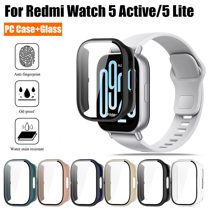 Xiaomi Redmi Watch 5 4 3 2 Active Lite Case PC Full Cover + กระจกนิรภัยสําหรับ Redmi Watch5 Lite 5Lite Hard Casing อุปกรณ์เสริมนาฬิกาอัจฉริยะ