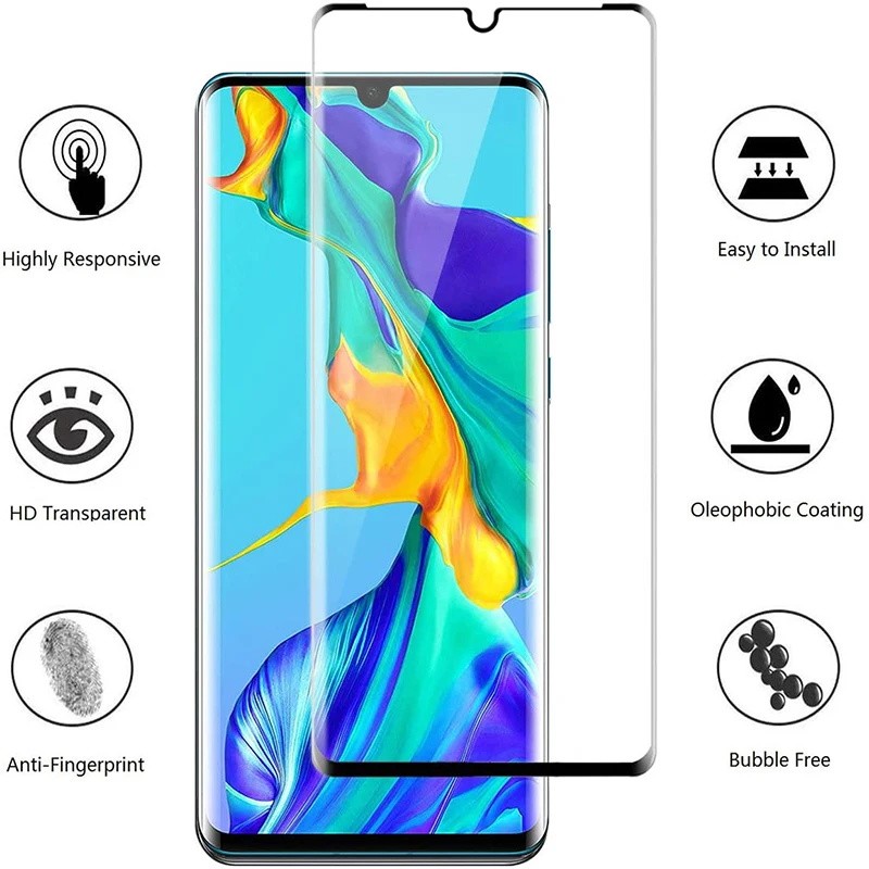 กาวเต็ม 3D กระจกนิรภัยสําหรับ Huawei P30 P20 P40 P50 P60 Pro ป้องกันหน้าจอสําหรับ Huawei P30 P20 P40 Lite P50e P60 Ait ฟิล์มป้องกัน